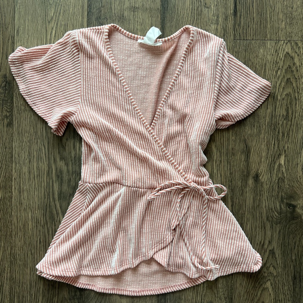 Caution to the Wind Pink and White Striped Shirt - Size Small
